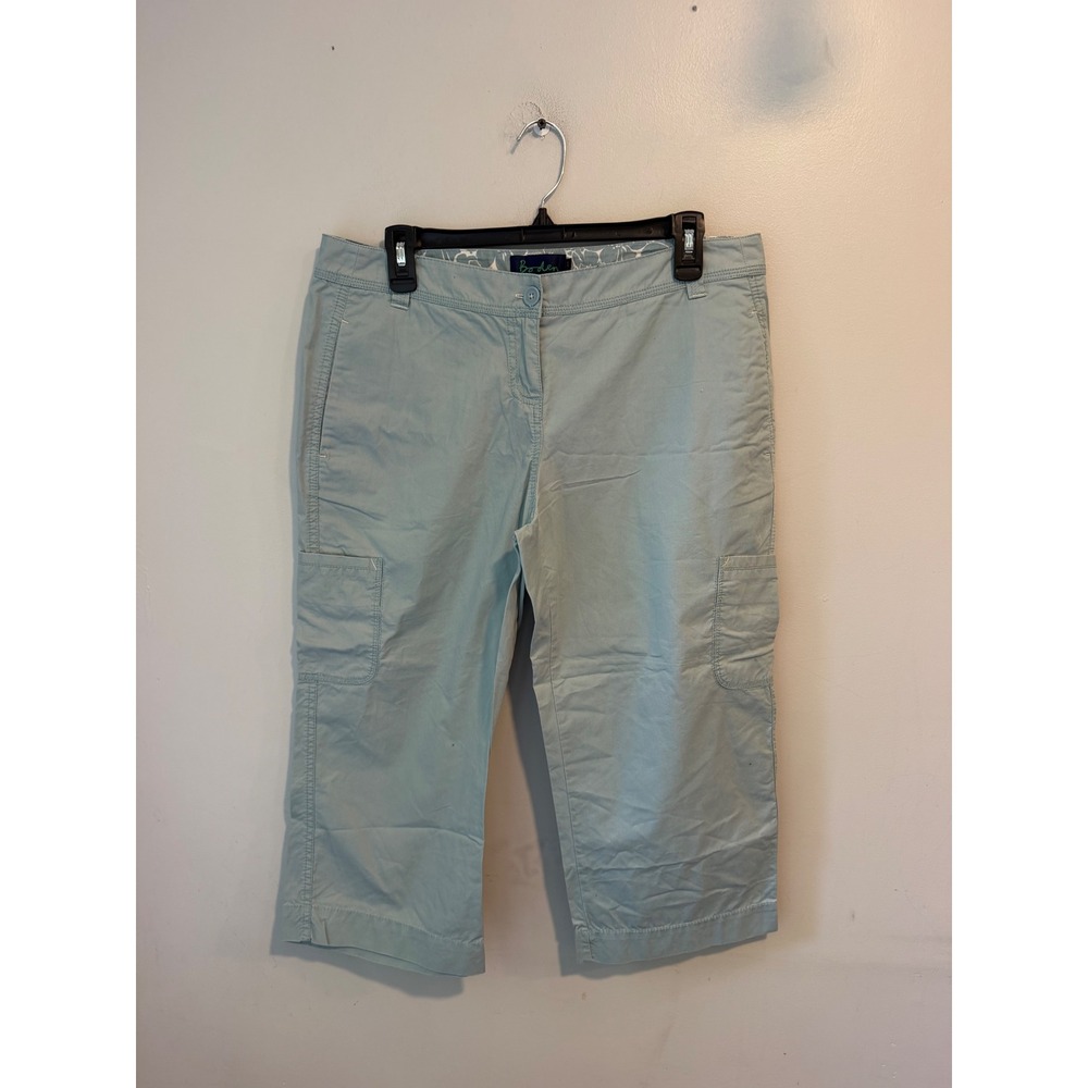 Boden Womens 12R Cargo Crop Pants Light Green Blue 100% Cotton Utility Capris